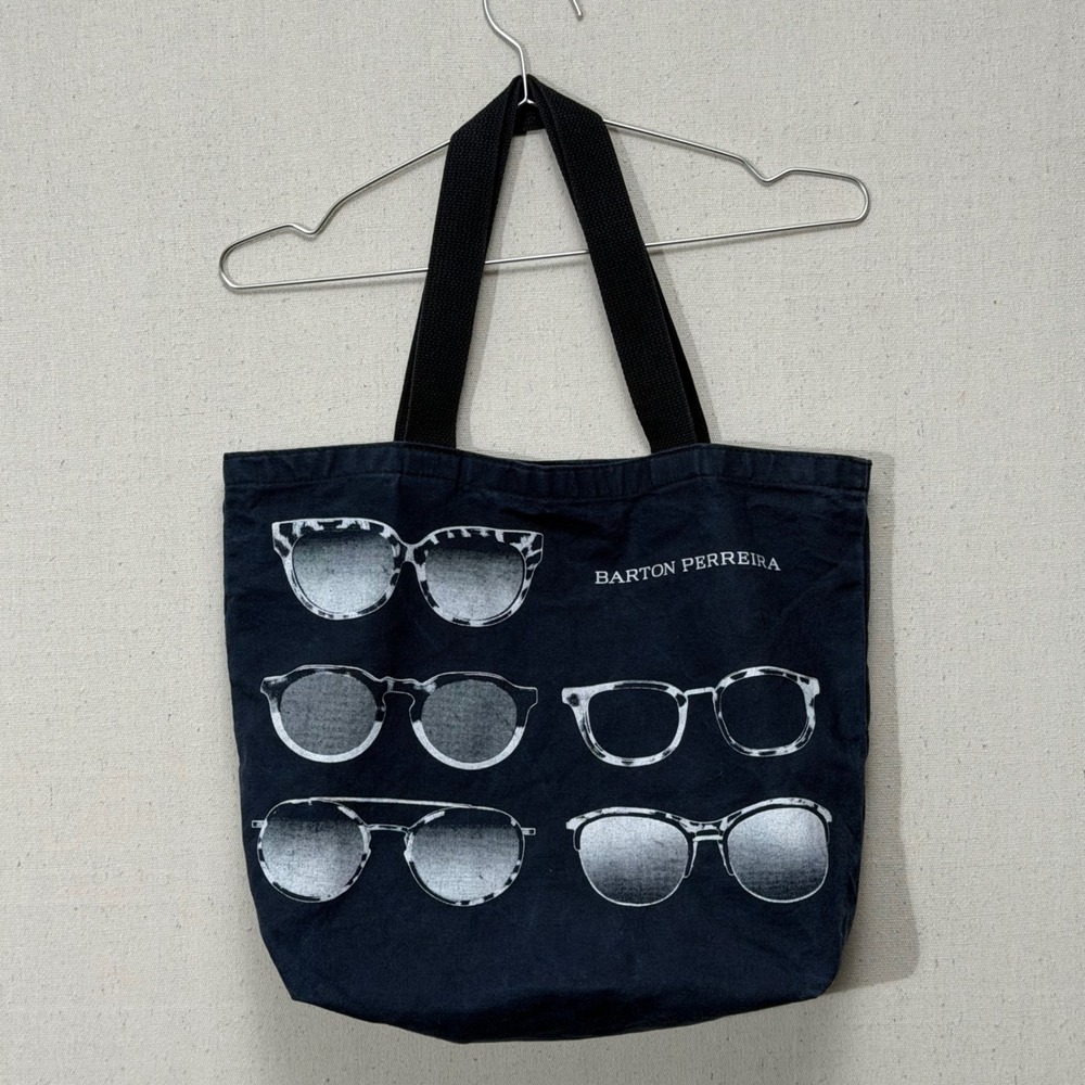 Barton Perreira Sunglasses Graphic Canvas Tote Bag Made in USA Eyewear Black